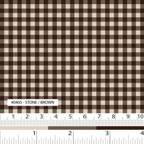 A Day In The Country - Mono Check - Stone Background/Brown Print