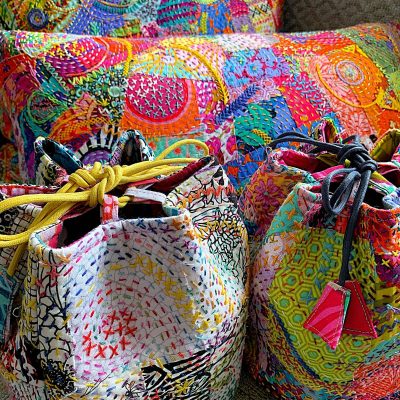 Embroidered Boro Cushion and Bag