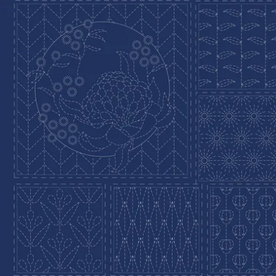 BOTANICAL SASHIKO PANEL NAVY