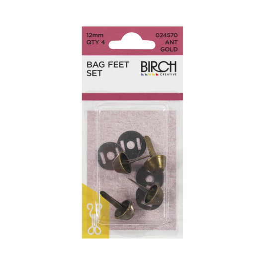 BAG FEET 12MM 4 PER CARD - Antique Gold