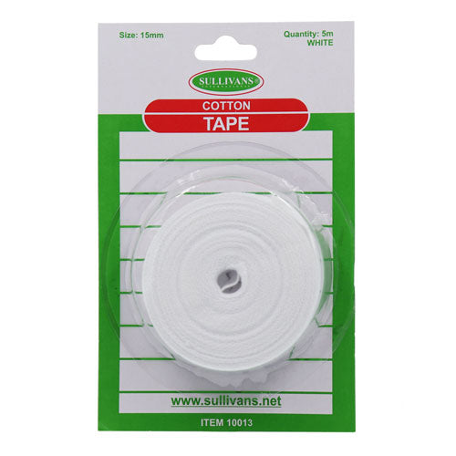 15mm Cotton Tape - White