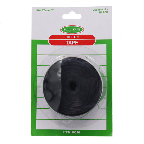 15mm Cotton Tape - Black