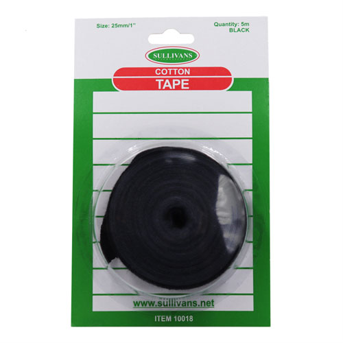 20mm Cotton Tape - Black
