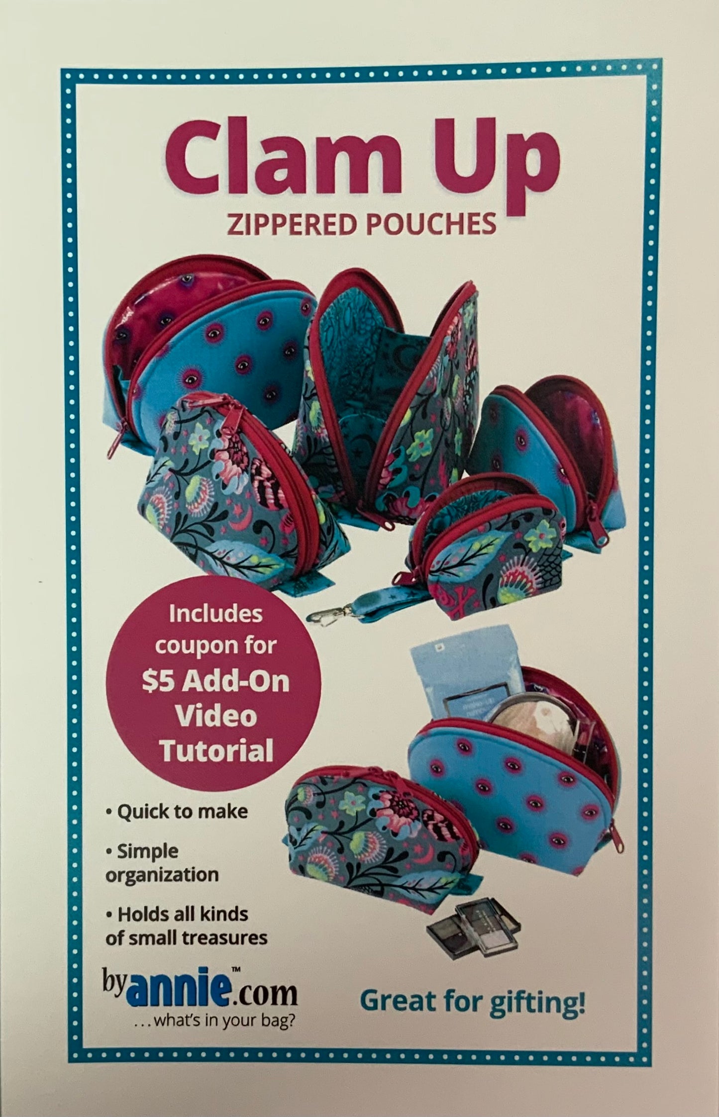 By Annie - Clam up zippered pouches