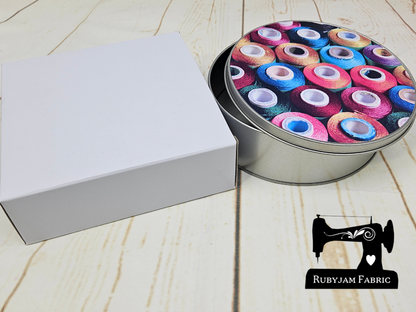 Rainbow Sewing Mandala - Round Metal Storage Tin, 15cm x 5cm