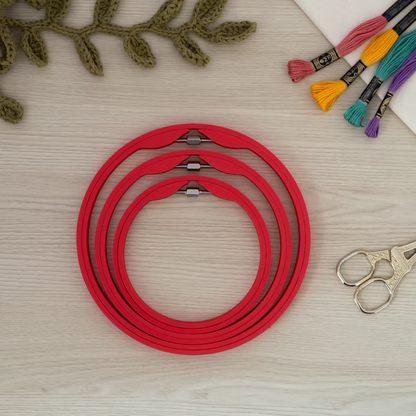 Seamless Round Embroidery Hoop – Matte Scarlet Red