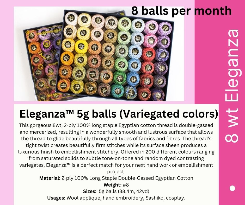 Eleganza 8wt Variegated colours - Thread Club *8 colours per month