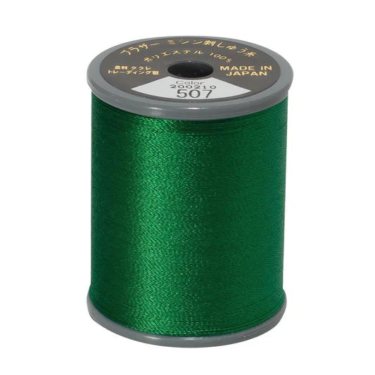 EMBROIDERY THREAD - EMERALD GREEN 507 - 50WT - 300M - BROTHER