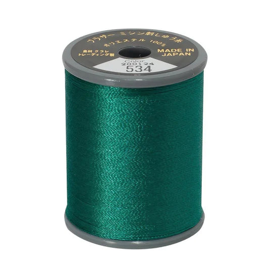 EMBROIDERY THREAD - TEAL GREEN 534 - 50WT - 300M - BROTHER