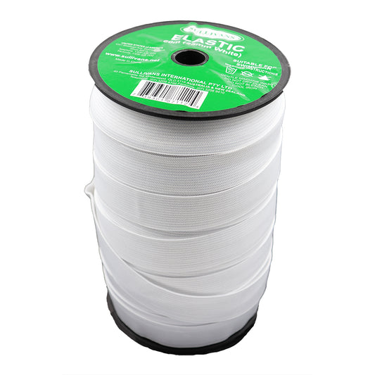 25mm Elastic - White