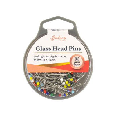 SEW EASY HANGSELL GLASS HEAD PINS 10G 34MMX0.60MM