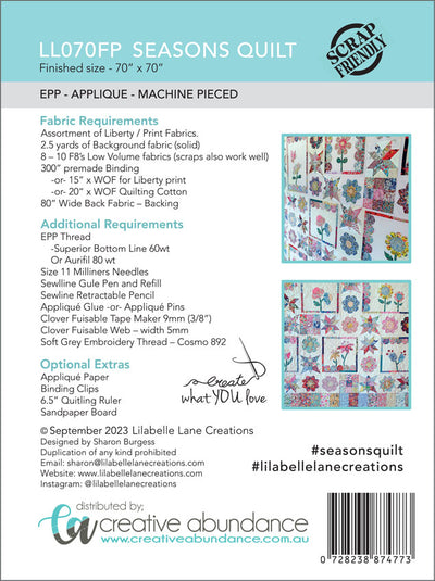 Seasons Quilt by Lilabelle Lane Creations - Full EPP KIT