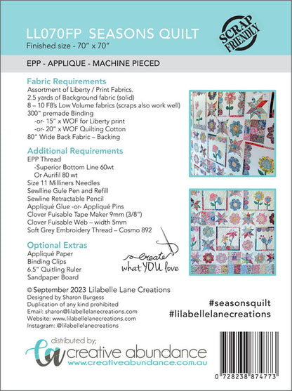Seasons Quilt by Lilabelle Lane Creations - Full EPP KIT
