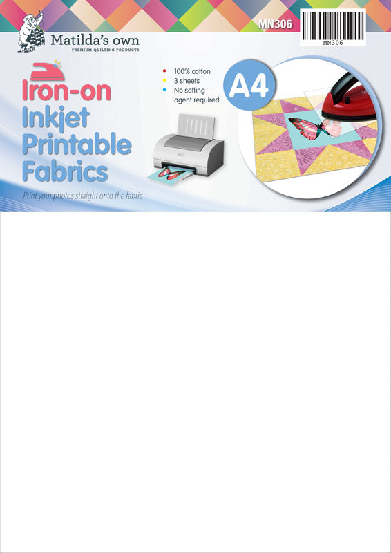 Iron on Inkjet Printable Fabric (A4 Sheets x 3)