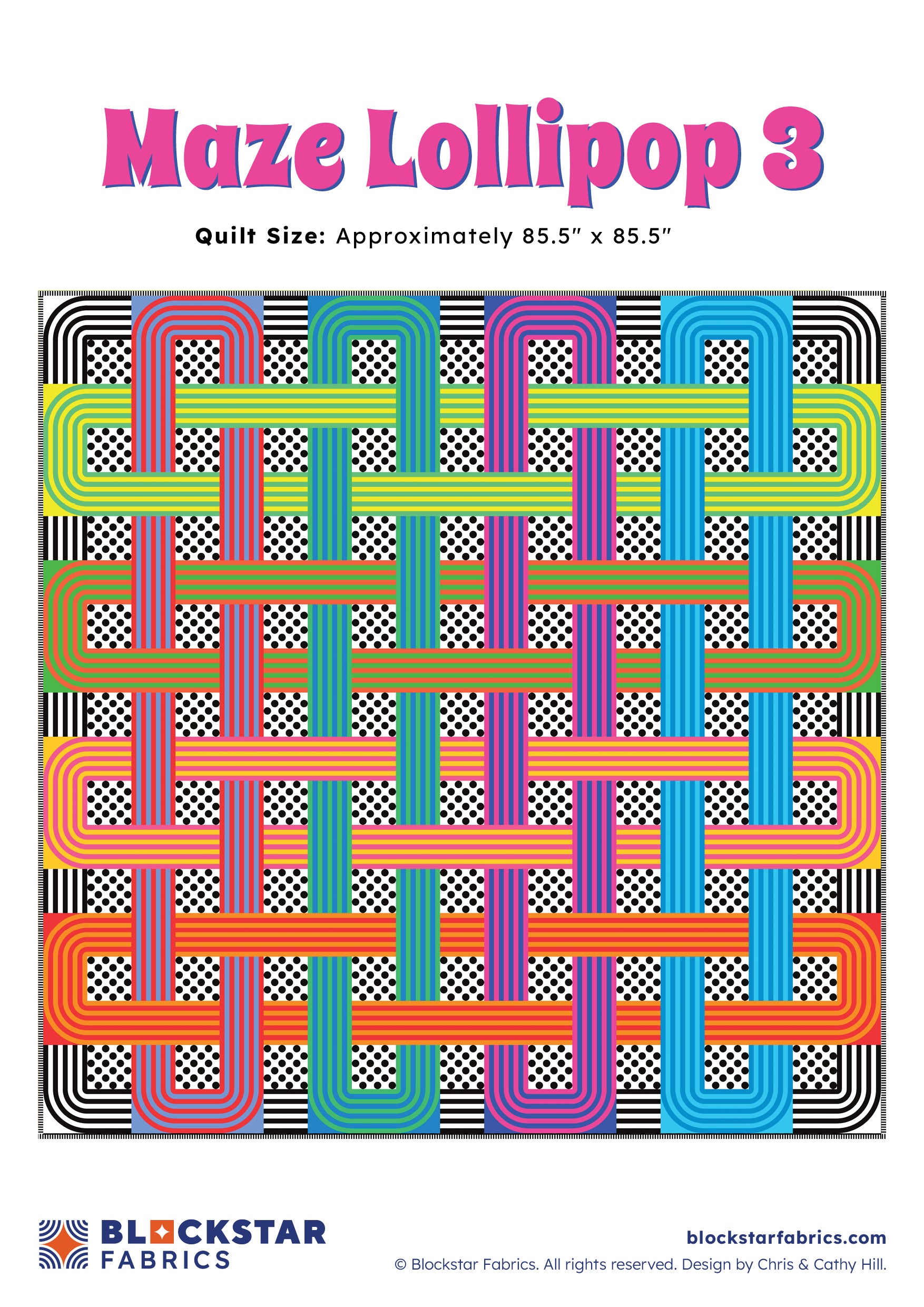 Blockstar Lollipop Maze Lollipop 3 Fabric and Pattern Kit - 85.5