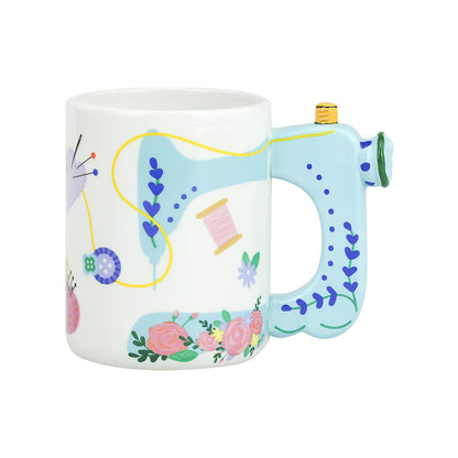 SEW TASTY CERAMIC MUG 500M -WHT/BLUE SEWINGMACHINE