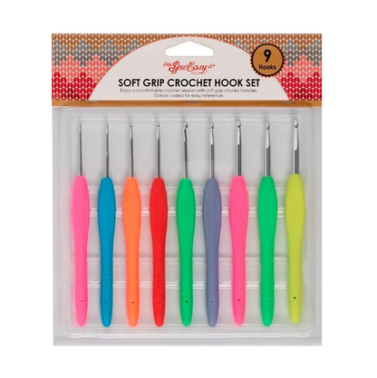 Soft Grip Crochet Hook Set — 9 Sizes & Colours