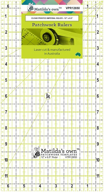 Clear Printed Imperial Ruler - 12in x 6.5in