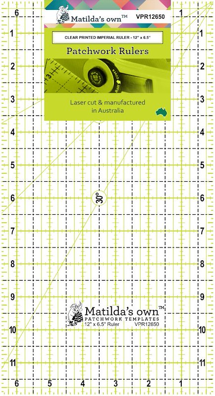 Clear Printed Imperial Ruler - 12in x 6.5in