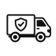 Black-and-white shipping protection delivery truck