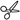 Black outline dressmaking scissors icon