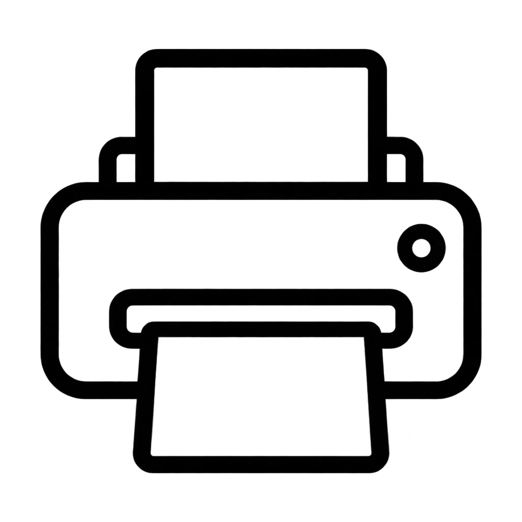 Black outline printer menu icon
