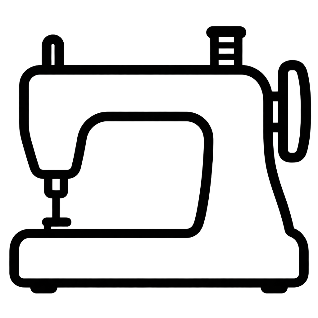 Black outline sewing machine menu icon