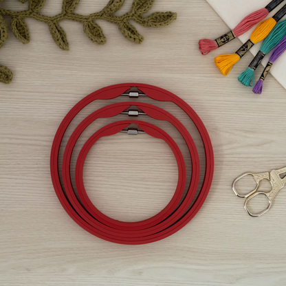 Seamless Round Embroidery Hoop – Matte Dark Red