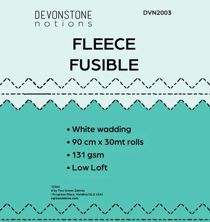 FUSIBLE FLEECE 90CM wide  131 G/M2 LOW LOFT