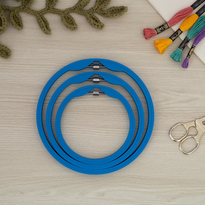 Seamless Round Embroidery Hoop – Matte Marine Blue