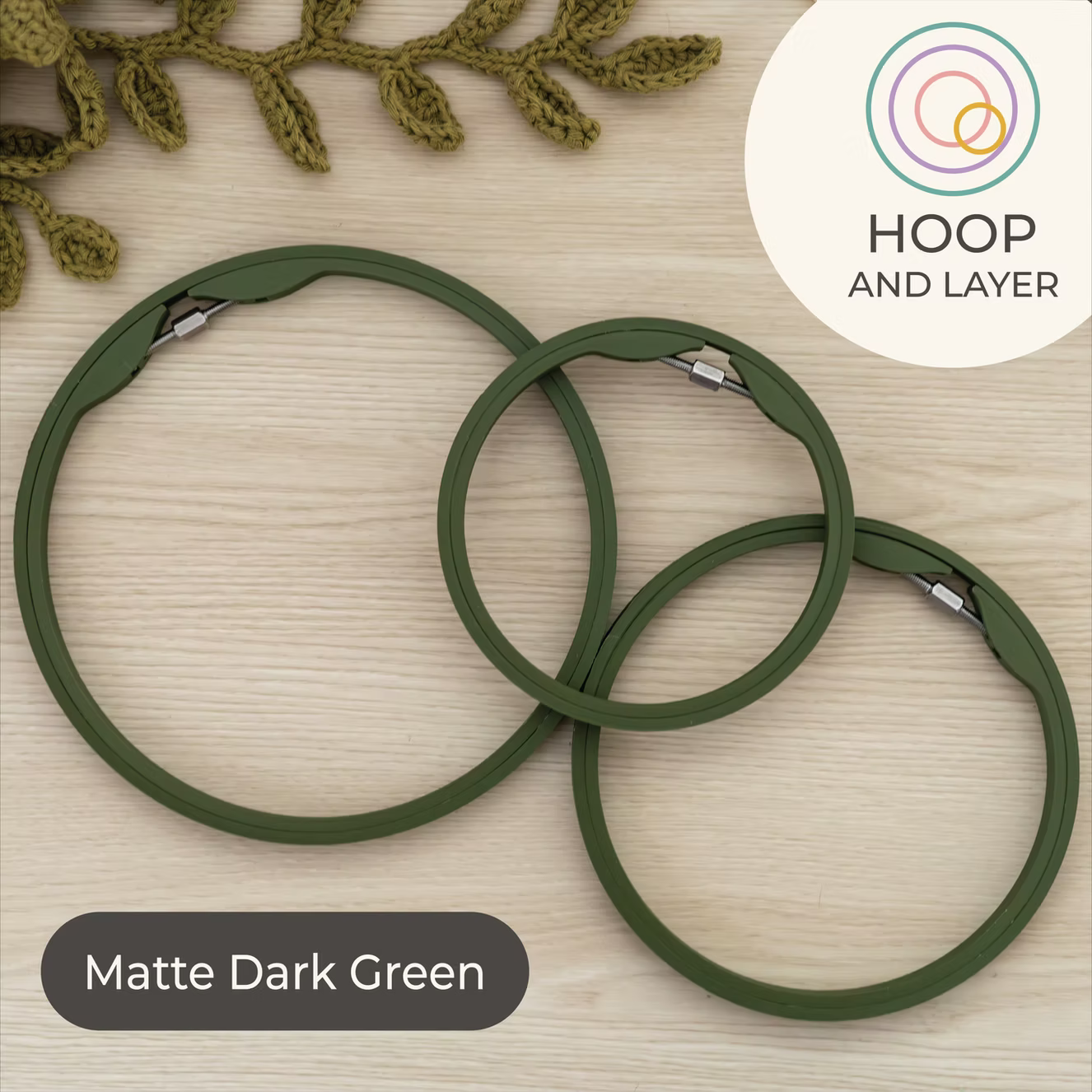 Seamless Round Embroidery Hoop – Matte Dark Green