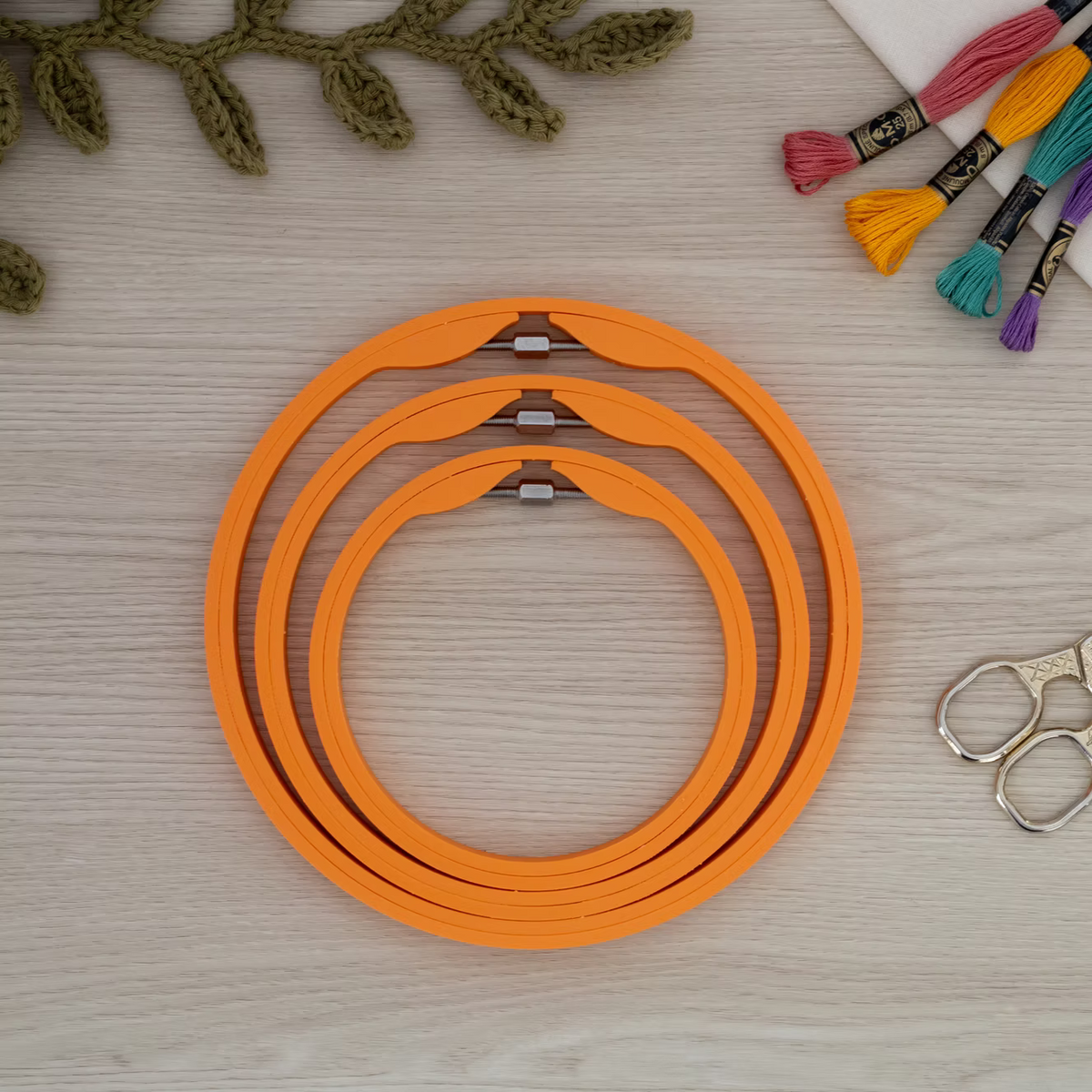 Seamless Round Embroidery Hoop – Matte Mandarin Orange